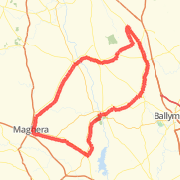 Termoneeny CC 20/09/2009 Route. Gulladuff, Bellaghy, Portglenone, Druminnin, Glaryford, Dunloy, Rash Bike Ride route image