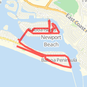 Pier to jetty, ferry, Balboa Is, ends at Newport Landing Rest.