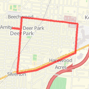 A 4.14 mi run mapped on Sun Aug 05 2012