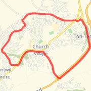 Tonteg and Church village loop. Run route image
