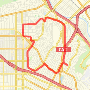 Down sunset to silverlake, up Hoover to Hillhurst, Franklin, Griffith Park, then back down Glendale