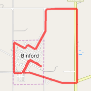 Binford East square, west out by rodeo grounds, south by ball diamond
