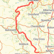 Sheffield, Hathersage, Calver, Curbar, Baslow, Chatsworth, Beely, Oakerthorpe 35 miles