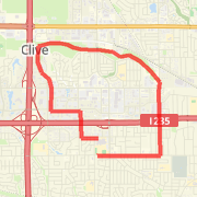 6.75 m east to 22nd run clive trail to 50th back to vhs