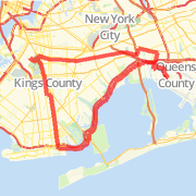 To JFK via Eastern Pkwy and Pitkin Ave & back via Belt Pkwy and Bedford Ave