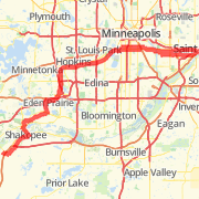 TDF Day 21 Minn. Ren. Fair Route (Best Estimate for Lack of LRT and Greenway Trail Markings) Bike Ride route image